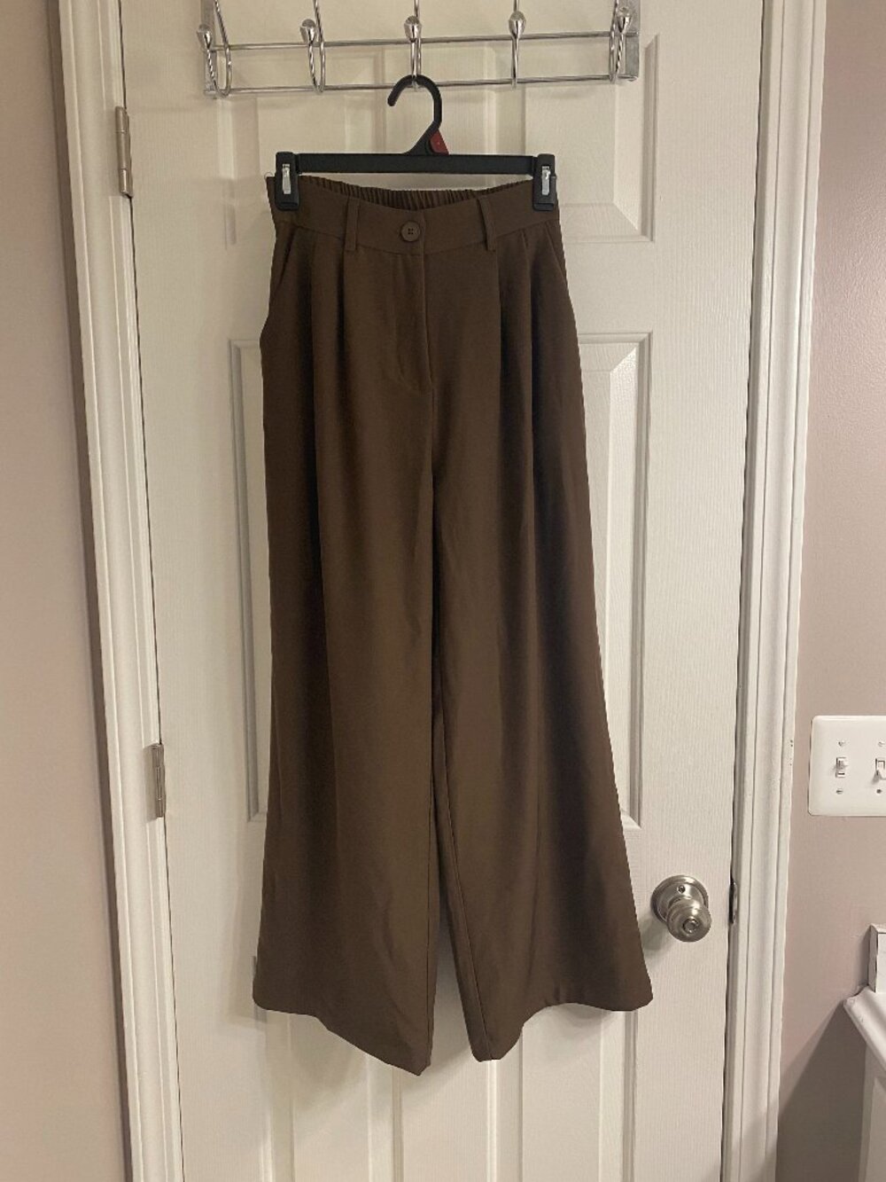 Brown High Waisted Wide Leg Trousers